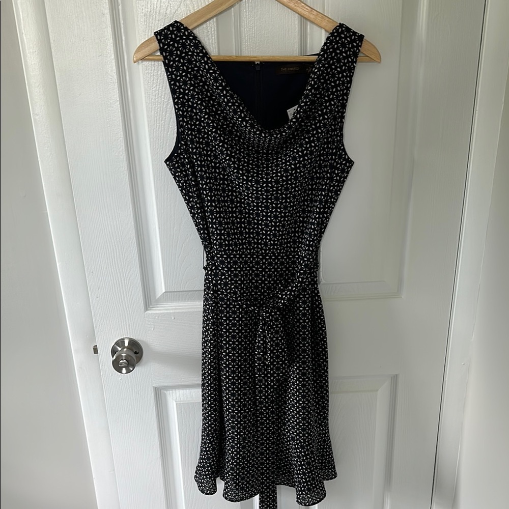 The Limited Black Asymmetrical Ruched Wrap Mini Dress